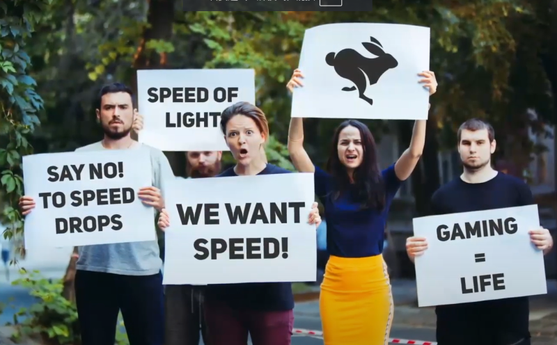 A group of people are holding signs that say, “We want speeds,” and the sign says, “We want speeds.