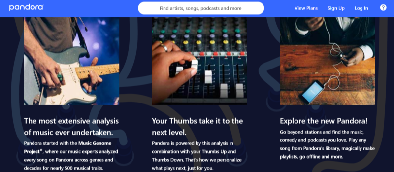 music streaming platform Pandora