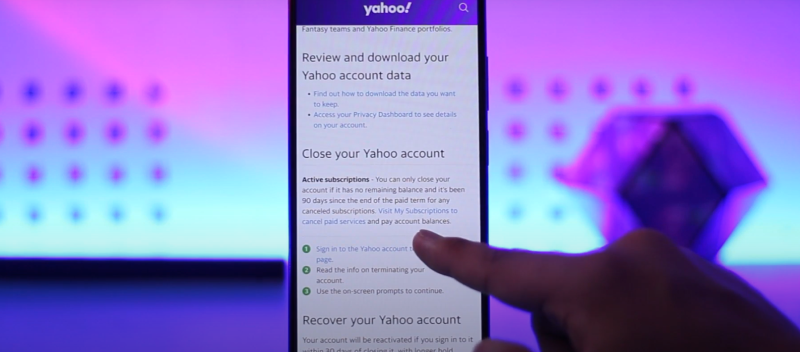 guide to delete your yahoo account