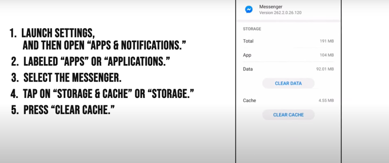 clear cache and data