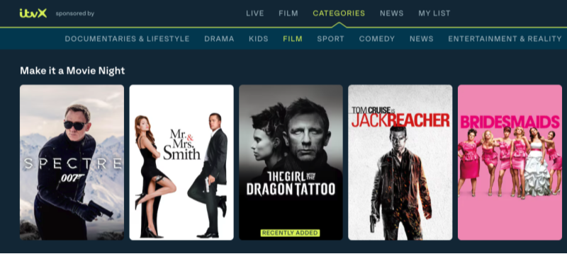  ITVX category page