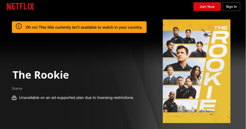 why isn't rookie season 7 available everywhere on netflix