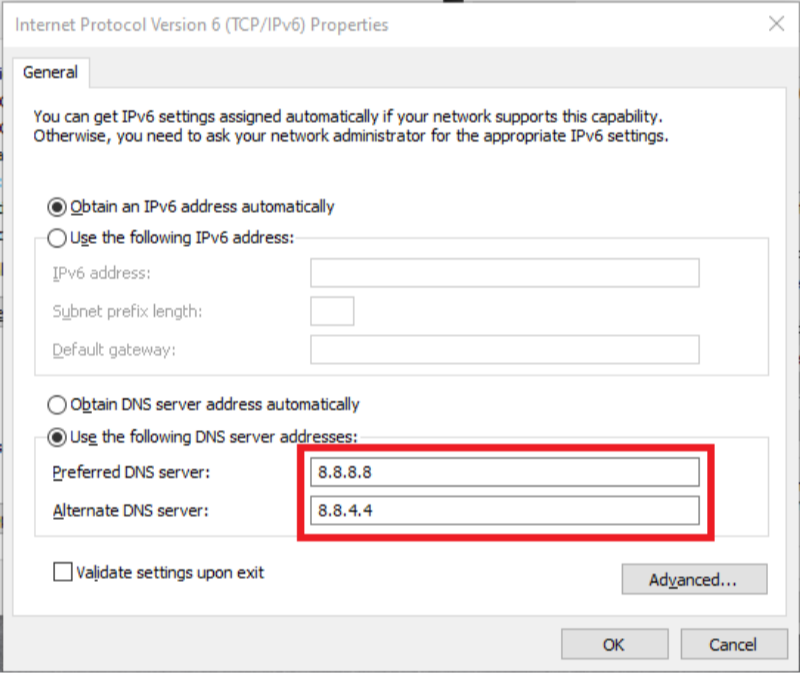 change dns settings