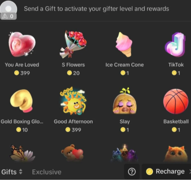 tiktok live gifts and tips