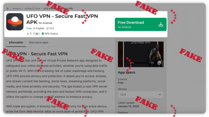 fake ufo vpn on softonic