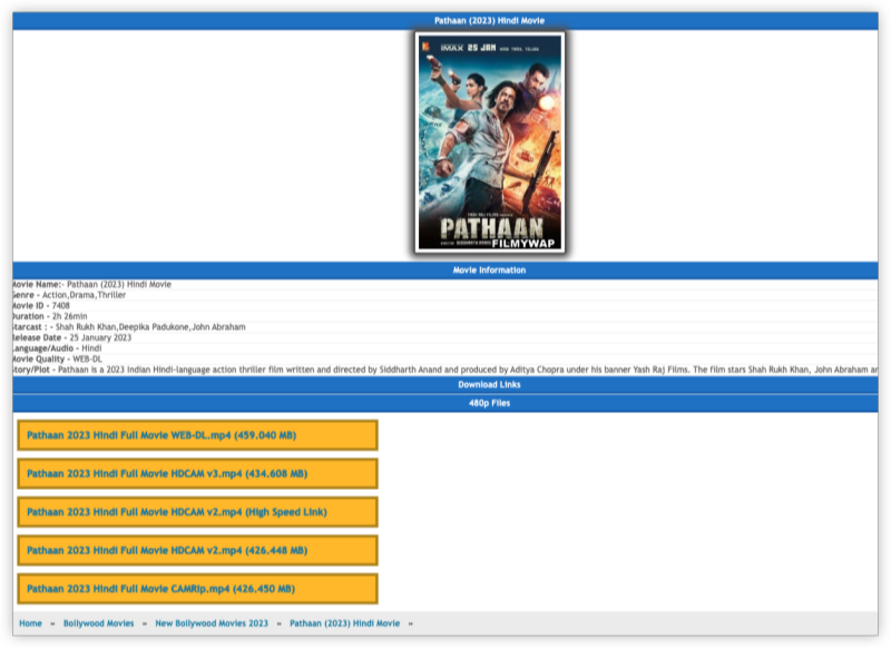 select movie Format and Resolution in filmywap