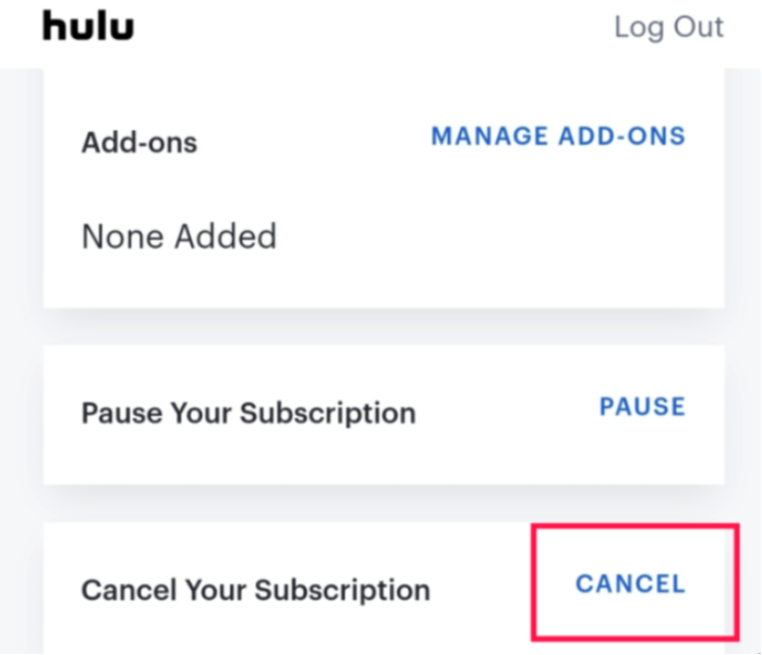 cancel hulu on mobile