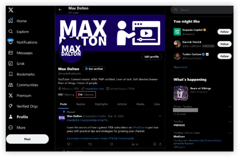 Click “Followers” on your profile.