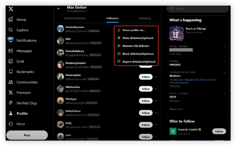 Select “Remove this follower
