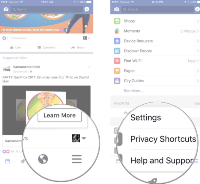 facebook privacy settings on iphone