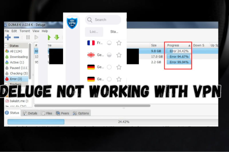 why suddenly not connecting to deluge with vpn