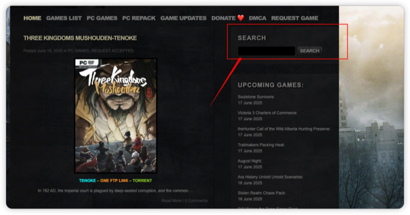 Search your game in skidrowreloaded