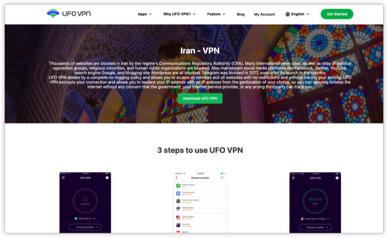 IP -адрес Ирана в UFO VPN