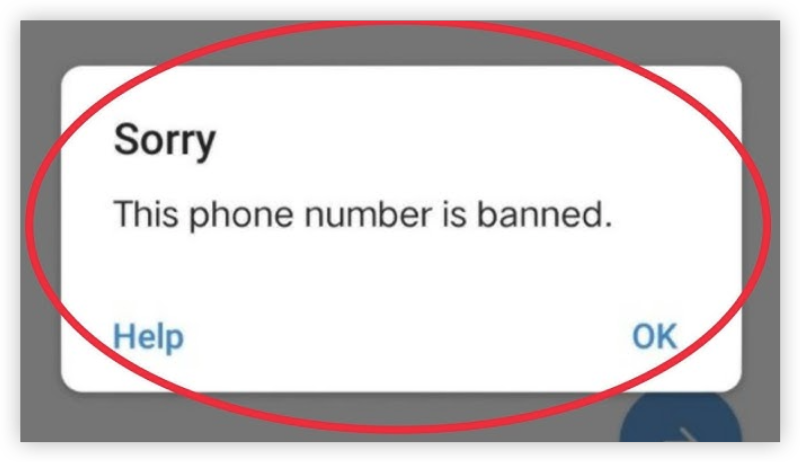 a message This phone number is banned on telegram screenshot