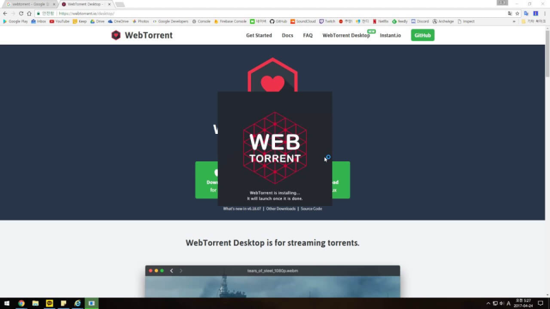download issues when getting webtorrent desktop