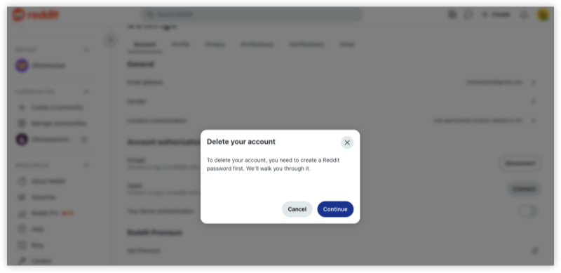 Deactivate Your Reddit Account