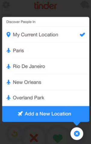 Change Tinder region through Facebook