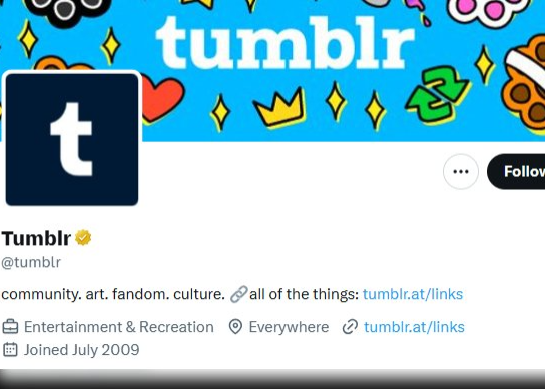 Tumblr account on X