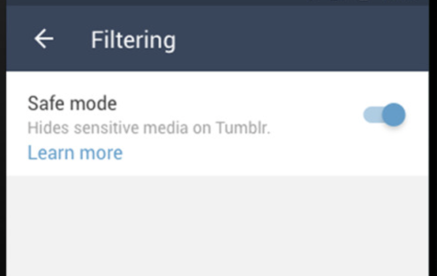 Turn on Safe Mode on Tumblr