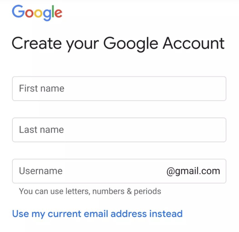 Create a new Google account
