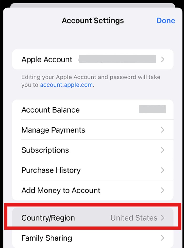 Change Apple ID region