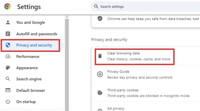 Fix: Clear Google browsing data