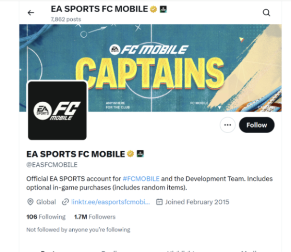 EA Sports FC Mobile account on Twitter