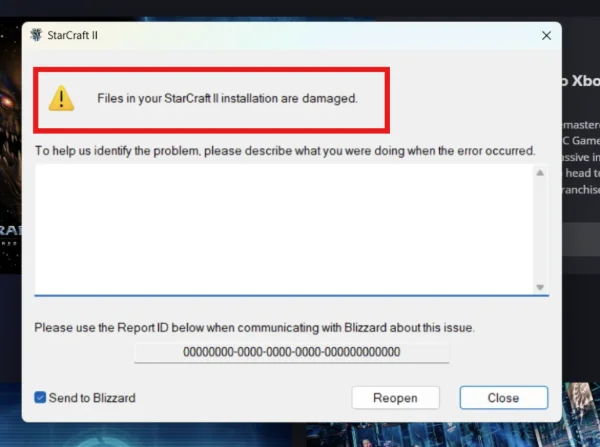 Files in StarCraft 2 installation are damaged