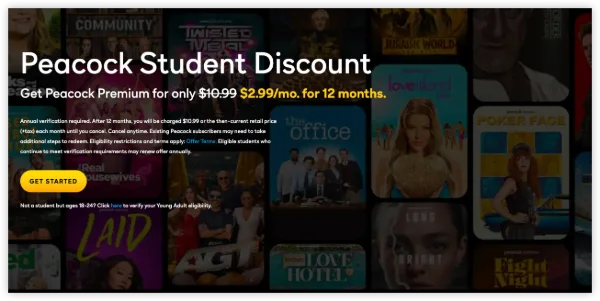 Peacock TV Student Discount