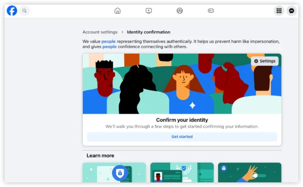 Identity Confirmation on facebook