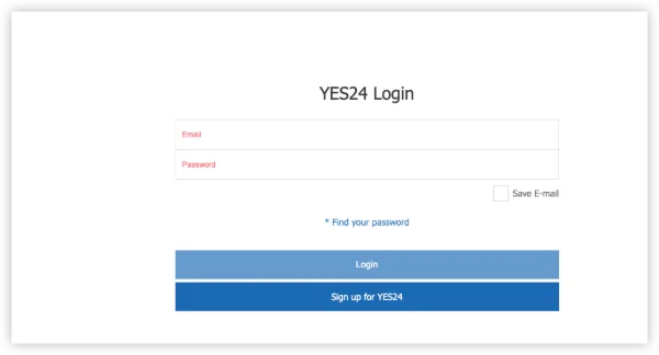  Log In to yes24 global