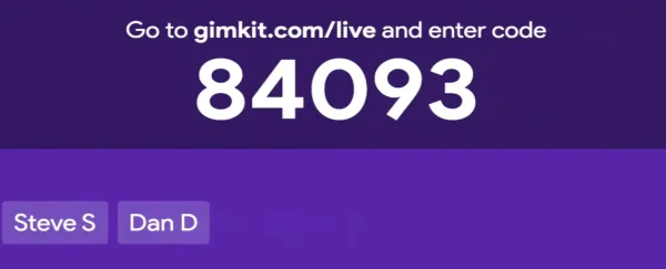 Поделитесь с учениками кодом присоединения к Gimkit
