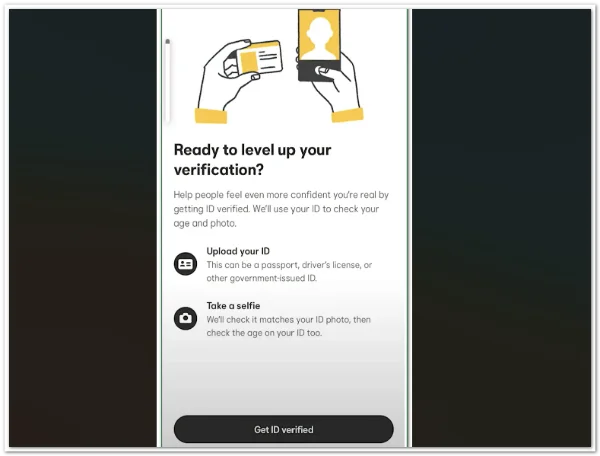 Upload your ID to Bumble