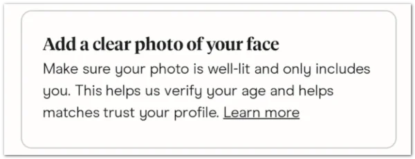 Upload a selfile photo to Hinge