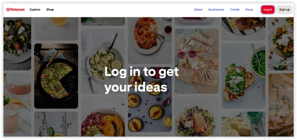 Log in to Pinterest