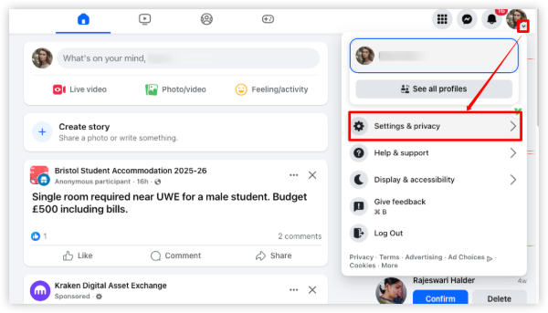Open Facebook Settings