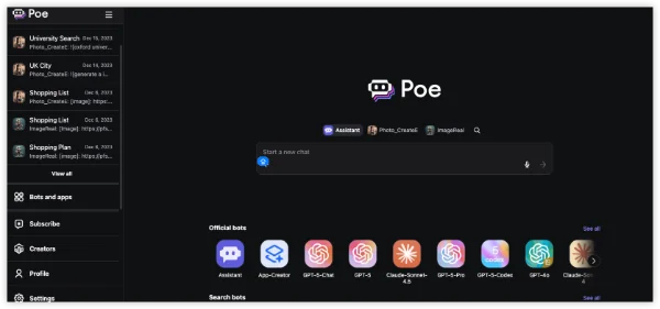 POE AI user interface