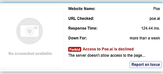 poe.ai at IsItDownRightNow