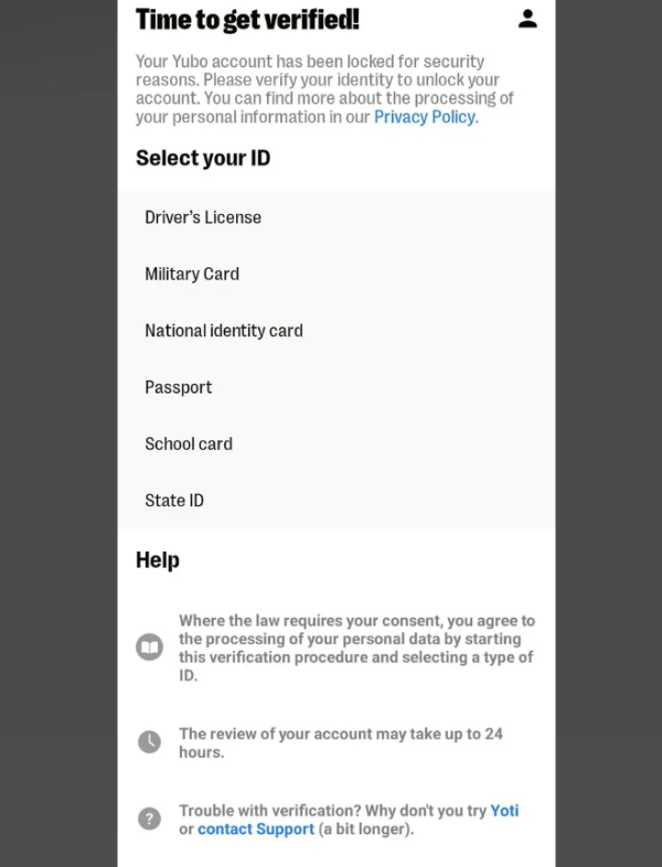 Verify age on Yubo with ID
