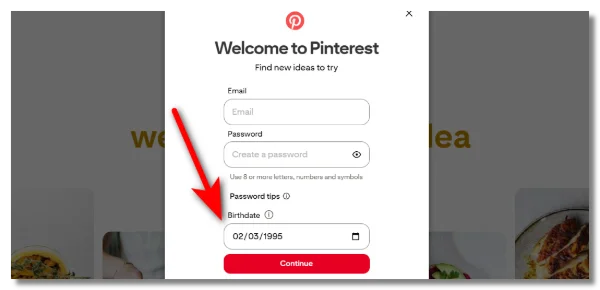 Create a new Pinterest account