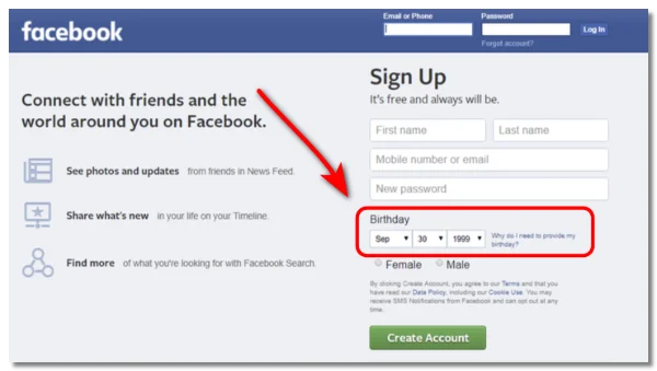 Create a new Facebook account