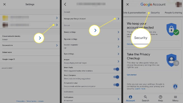 change google password on mobile