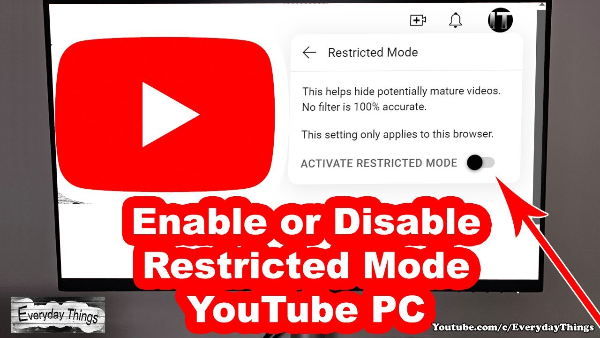 turn off youtube restriction mode on pc