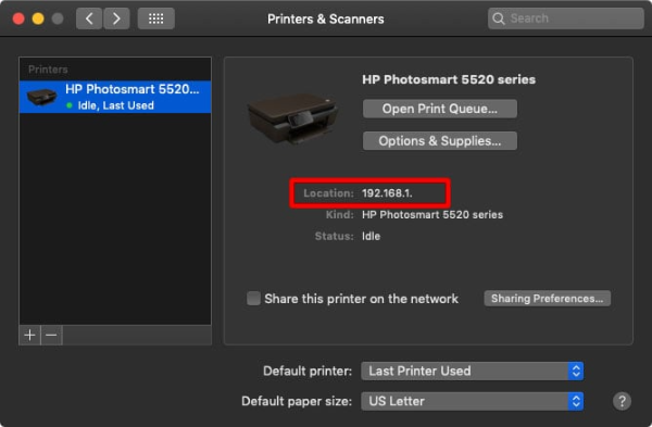 check the printer ip on mac 