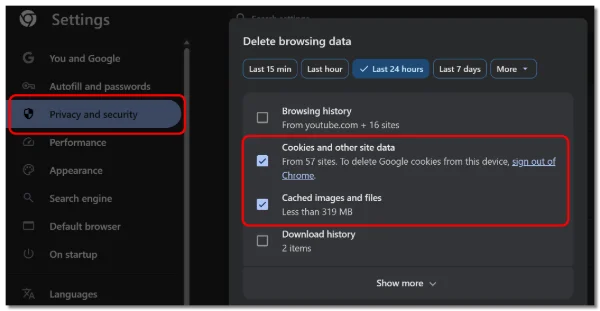 Clear cache and cookies to get a fresh Cloudflare verification token