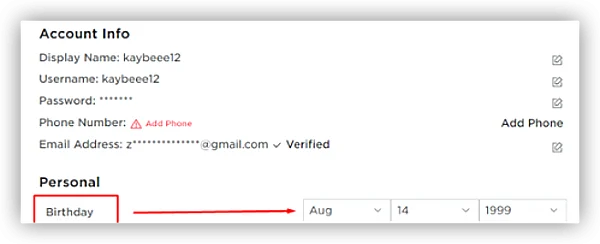 Change Your Birthday on Roblox 