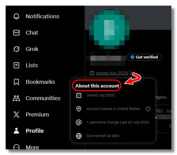 X's new "About This Account" Feature