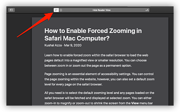 Open Safari + Reader Mode