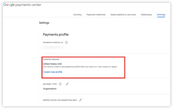 change Google payment country