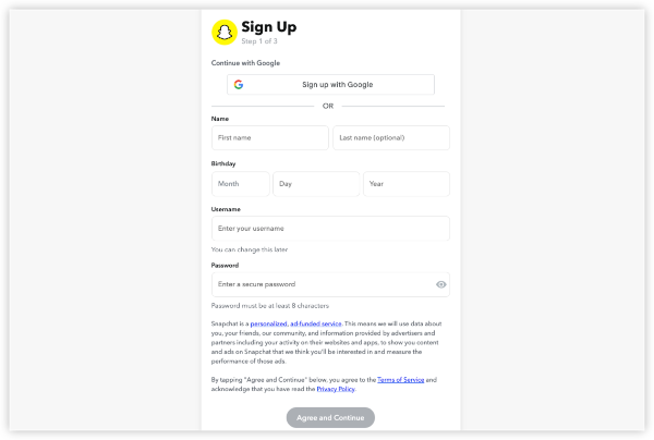 Create a New Snapchat Account